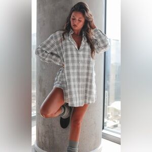 Oversized Plaid Romper